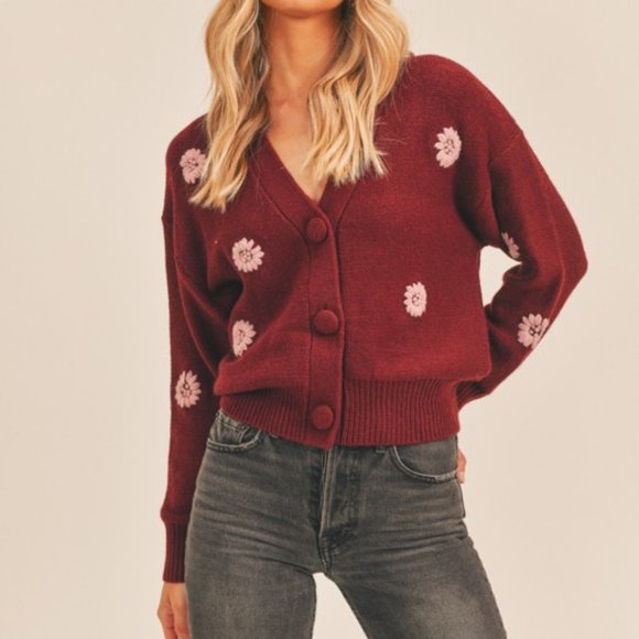 Sweaters - NWT Floral  Embroidered Cardigan Sweater
